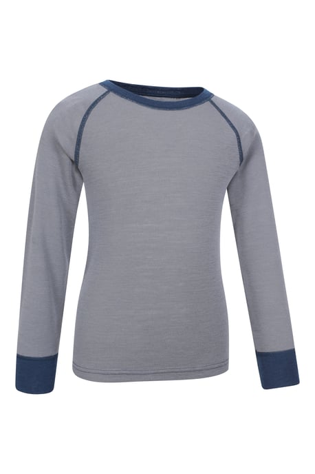 'Merino II' Kids Thermal Base Layer Top Long Sleeve Quick Wicking Grey - Image 2