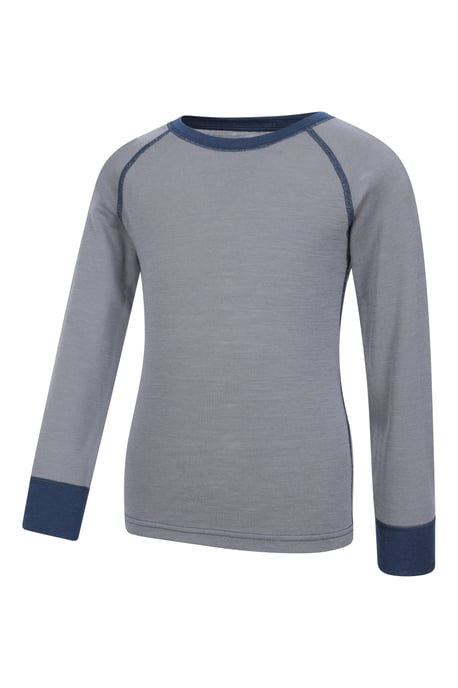 'Merino II' Kids Thermal Base Layer Top Long Sleeve Quick Wicking Grey - Image 4