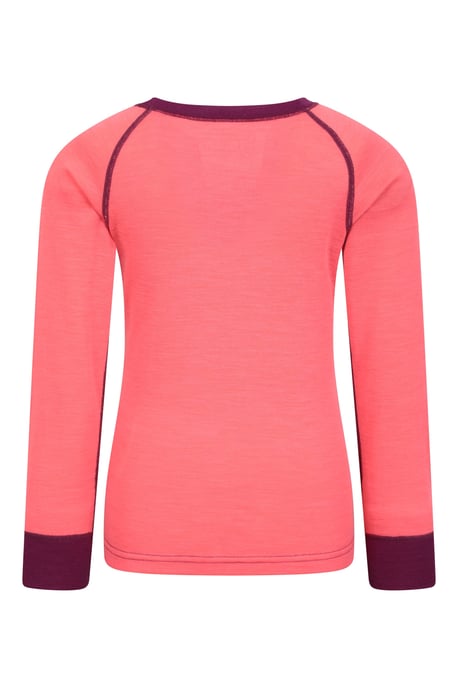'Merino II' Kids Thermal Base Layer Top Long Sleeve Quick Wicking Pink - Image 3