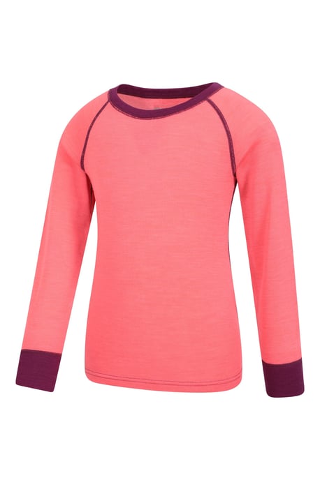'Merino II' Kids Thermal Base Layer Top Long Sleeve Quick Wicking Pink - Image 4