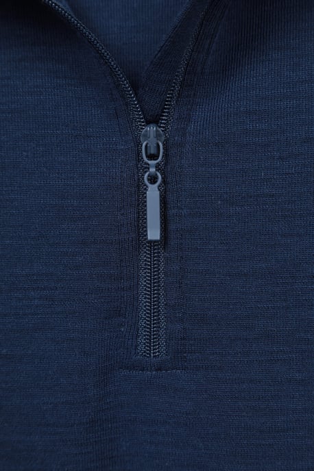Kids Merino Top Zip Neck Quick Wicking Skiing Base Layer Tee Navy - Image 5