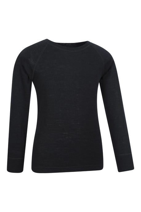 'Merino II' Kids Thermal Base Layer Top Long Sleeve Quick Wicking Black - Image 2
