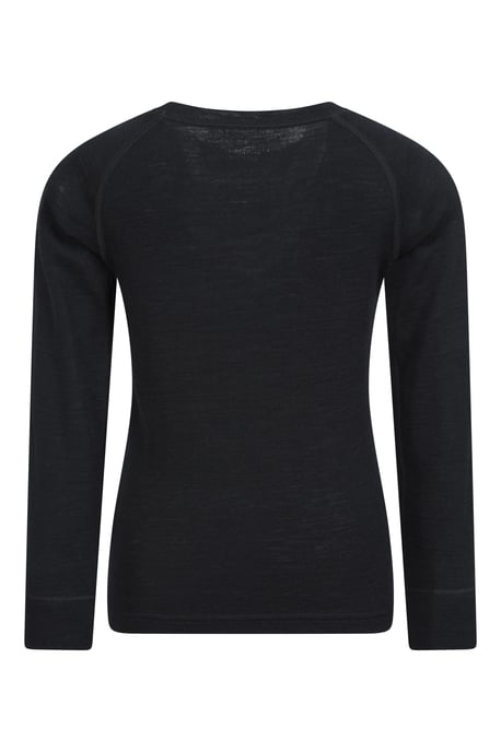 'Merino II' Kids Thermal Base Layer Top Long Sleeve Quick Wicking Black - Image 3