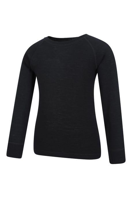 'Merino II' Kids Thermal Base Layer Top Long Sleeve Quick Wicking Black - Image 4