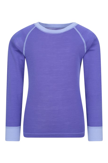 'Merino II' Kids Thermal Base Layer Top Long Sleeve Quick Wicking Purple - Image 1
