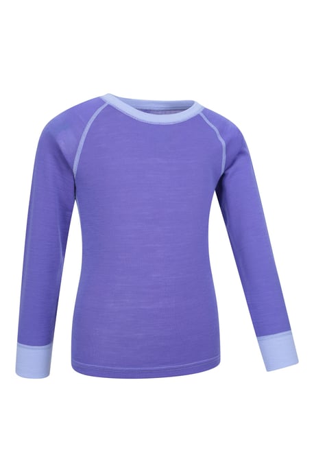 'Merino II' Kids Thermal Base Layer Top Long Sleeve Quick Wicking Purple - Image 2