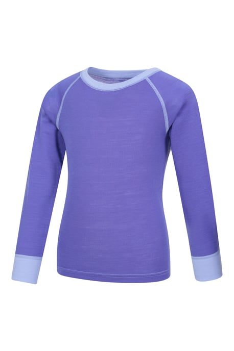 'Merino II' Kids Thermal Base Layer Top Long Sleeve Quick Wicking Purple - Image 4