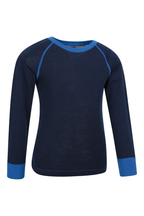 'Merino II' Kids Thermal Base Layer Top Long Sleeve Quick Wicking Blue - Image 2