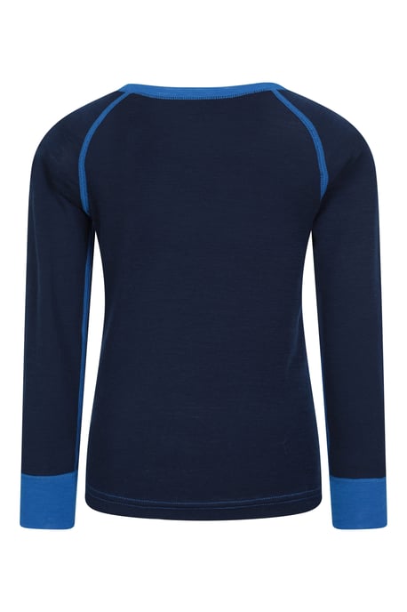 'Merino II' Kids Thermal Base Layer Top Long Sleeve Quick Wicking Blue - Image 3