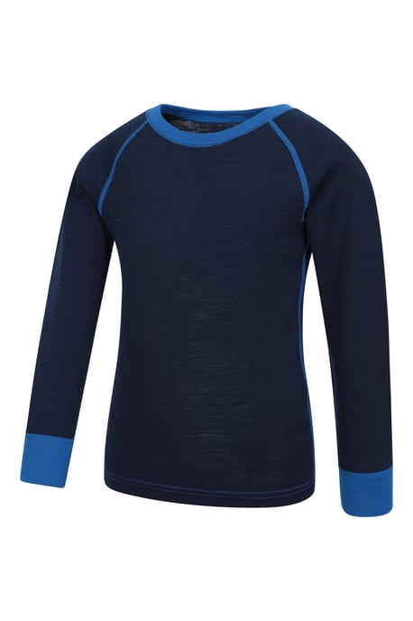 'Merino II' Kids Thermal Base Layer Top Long Sleeve Quick Wicking Blue - Image 4