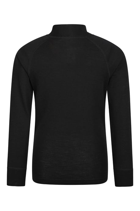 Kids Merino Top Zip Neck Quick Wicking Skiing Base Layer Tee Black - Image 3