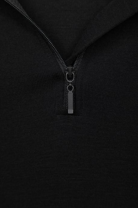 Kids Merino Top Zip Neck Quick Wicking Skiing Base Layer Tee Black - Image 5
