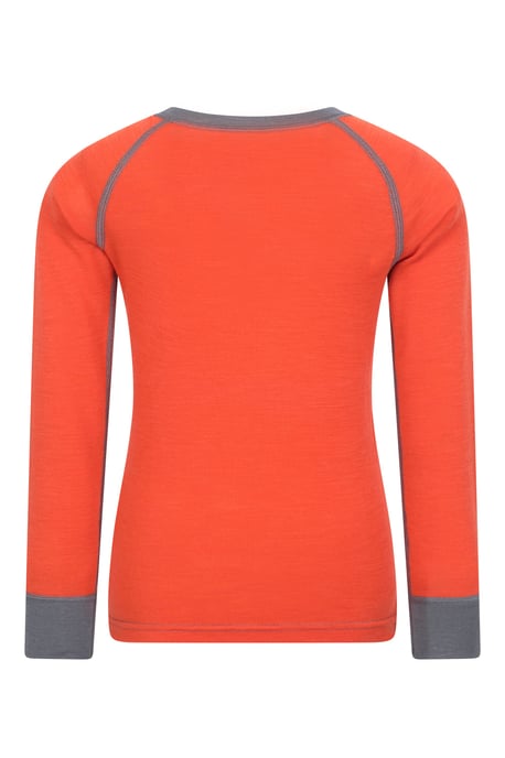 'Merino II' Kids Thermal Base Layer Top Long Sleeve Quick Wicking Orange - Image 3