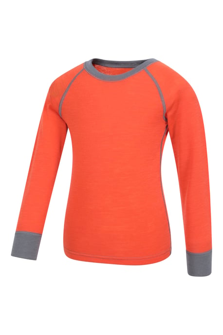 'Merino II' Kids Thermal Base Layer Top Long Sleeve Quick Wicking Orange - Image 4