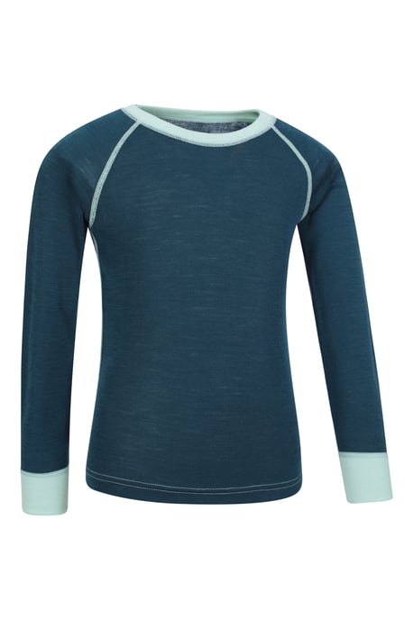'Merino II' Kids Thermal Base Layer Top Long Sleeve Quick Wicking Teal - Image 2