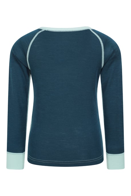 'Merino II' Kids Thermal Base Layer Top Long Sleeve Quick Wicking Teal - Image 3