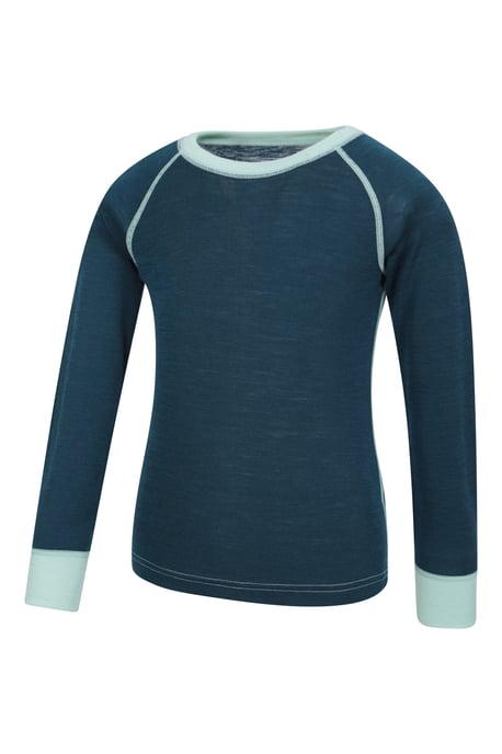 'Merino II' Kids Thermal Base Layer Top Long Sleeve Quick Wicking Teal - Image 4