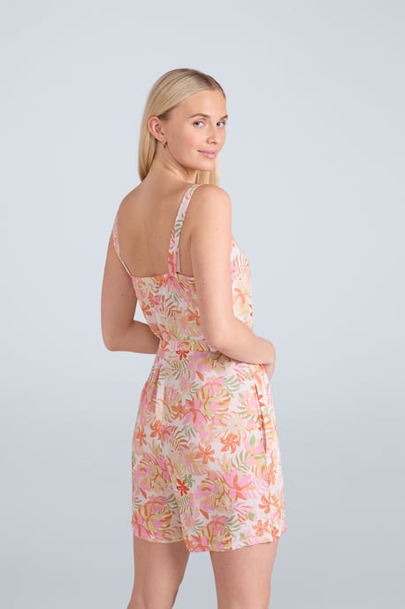 'Flora' Women's Playsuit with Adjustable Waist Comfy Jumpsuit Off-White - Image 3