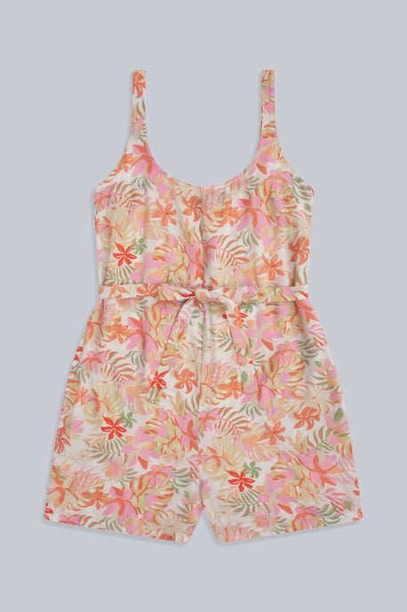 'Flora' Women's Playsuit with Adjustable Waist Comfy Jumpsuit Off-White - Image 5