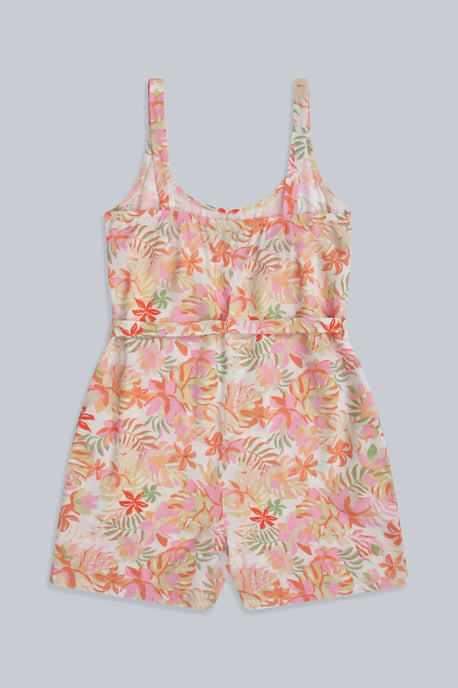 'Flora' Women's Playsuit with Adjustable Waist Comfy Jumpsuit Off-White - Image 6