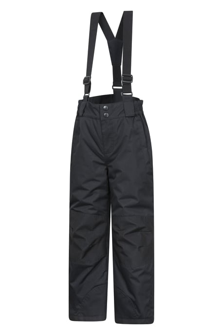 'Raptor' Kids Snow Pants Warm Snow Proof Elastic Waistband Winter Ski Trousers Black - Image 4