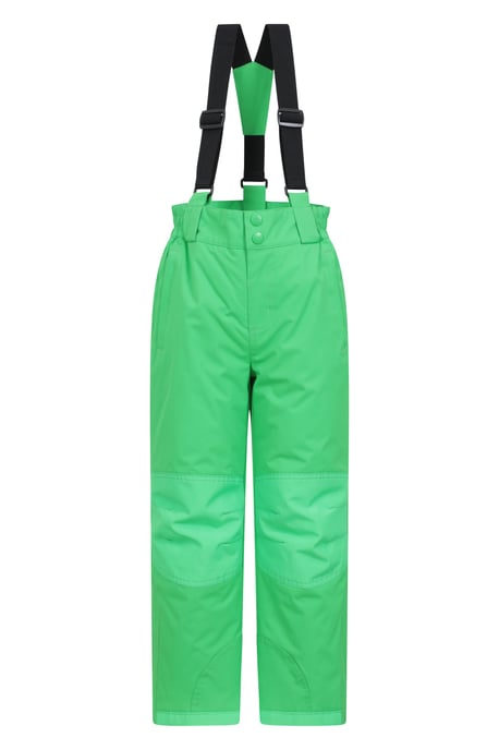 'Raptor' Kids Snow Pants Warm Snow Proof Elastic Waistband Winter Ski Trousers Green - Image 1