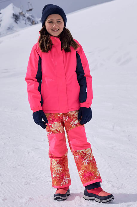 'Honey' Kids Snow Pants Snow Proof Warm Elasticated Waist Winter Ski Trousers Orange - Image 1