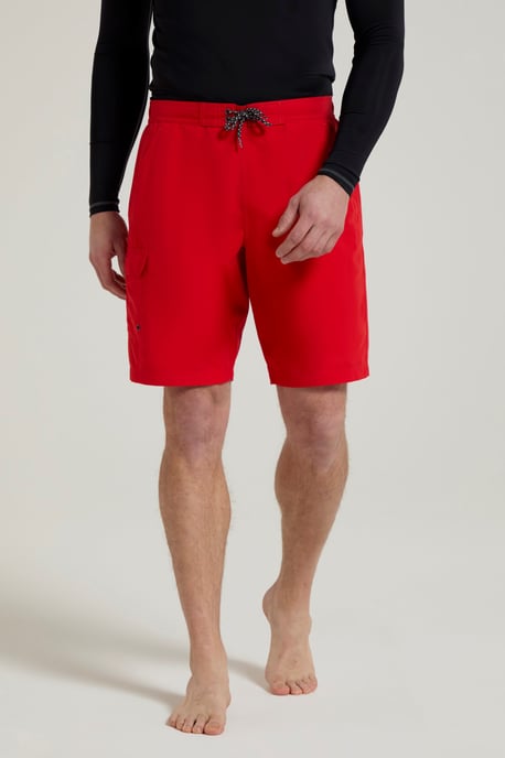'Ocean' Men's Boardshorts with Adjustable Waist Quick Dry Swimming Trunks Red - Image 2