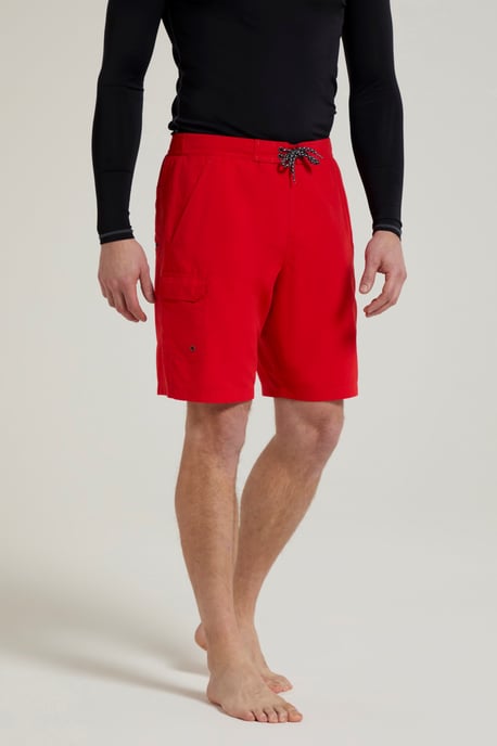 'Ocean' Men's Boardshorts with Adjustable Waist Quick Dry Swimming Trunks Red - Image 3