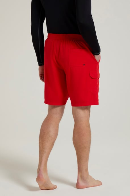 'Ocean' Men's Boardshorts with Adjustable Waist Quick Dry Swimming Trunks Red - Image 6