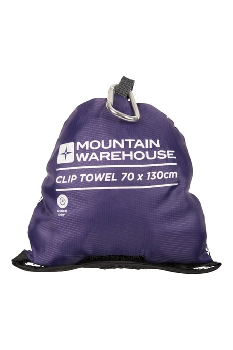 Large Clip Microfibre Travel Towel Highly Absorbent Soft Quick Dry Lightweight Purple - Image 2