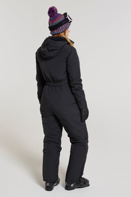 'Cloud' Women's Ski Suit Insulated Waterproof Adjustable Hood Zip Up Snowsuit Black - Image 2