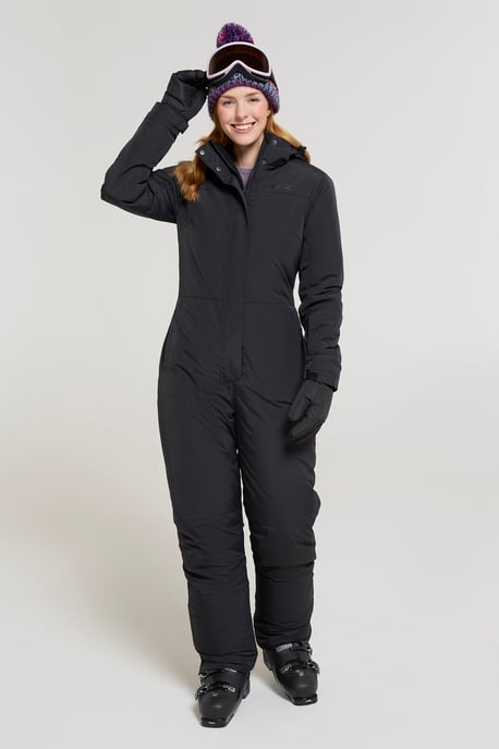 'Cloud' Women's Ski Suit Insulated Waterproof Adjustable Hood Zip Up Snowsuit Black - Image 3