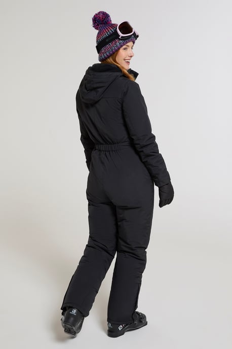 'Cloud' Women's Ski Suit Insulated Waterproof Adjustable Hood Zip Up Snowsuit Black - Image 4