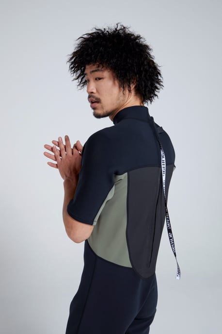 'Slater' Men's Shorty Wetsuit with Flats Seams Summer Swimwear Black - Image 4