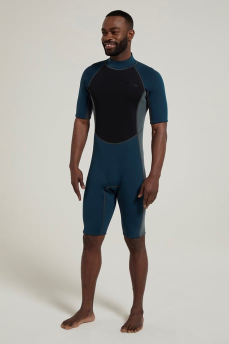 Men's Shorty Wetsuit with Easy Glide Zip Fastening Swimwear Navy/Blue - Image 2