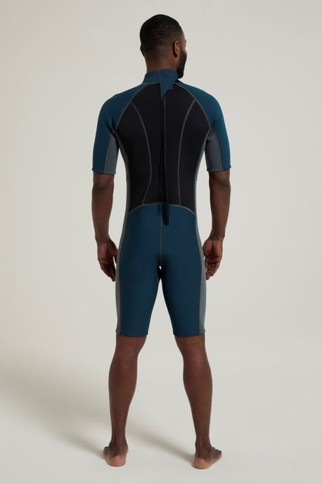 Men's Shorty Wetsuit with Easy Glide Zip Fastening Swimwear Navy/Blue - Image 3