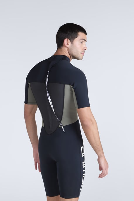 'Slater' Men's Shorty Wetsuit with Back Entry Zip Neoprene Swimwear Black - Image 2