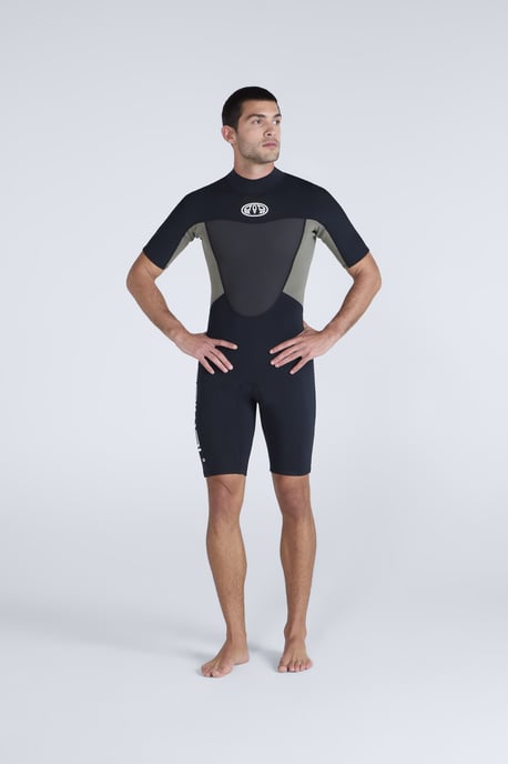 'Slater' Men's Shorty Wetsuit with Back Entry Zip Neoprene Swimwear Black - Image 3