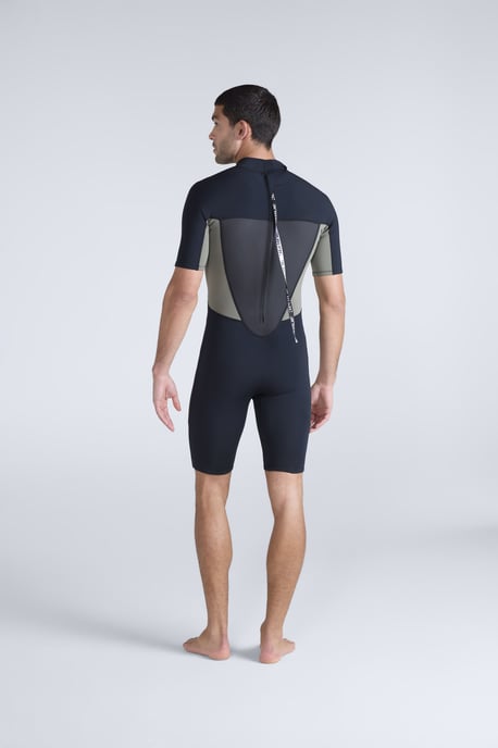 'Slater' Men's Shorty Wetsuit with Back Entry Zip Neoprene Swimwear Black - Image 4