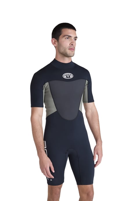 'Slater' Men's Shorty Wetsuit with Back Entry Zip Neoprene Swimwear Black - Image 5