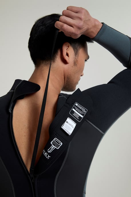 Men's Full Length Neoprene Wetsuit with Easy Glide Zip Swimwear Charcoal - Image 4
