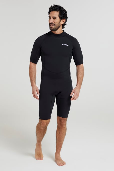 Men's Shorty Wetsuit with Easy Glide Zip Fastening Swimwear Black - Image 2