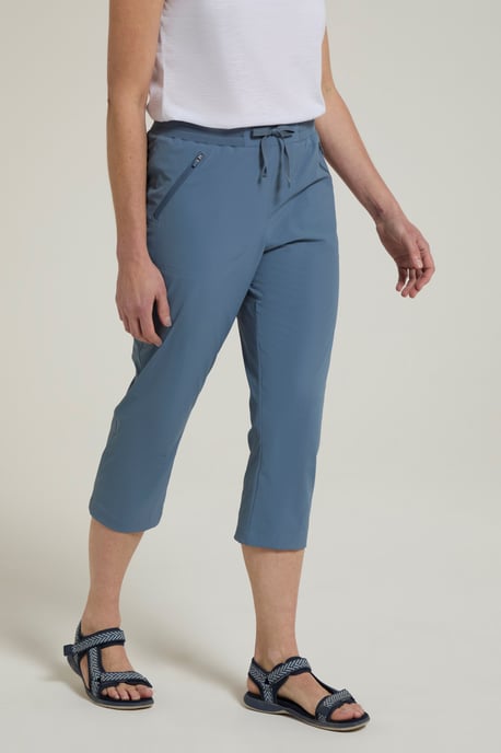 'Explorer' Women's Capri Pants with Pockets UV Protection Trousers Light Blue - Image 2