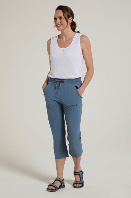 'Explorer' Women's Capri Pants with Pockets UV Protection Trousers Light Blue - Image 4