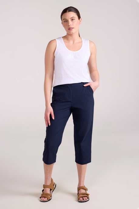 'Delta' Women's Capri Pants Stretchy Sun Protection Trousers Navy - Image 2