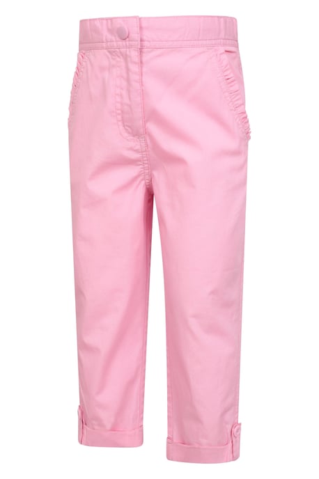 'Shore' Kids Capri Trousers with Pockets Casual Everyday Pants Pink - Image 4