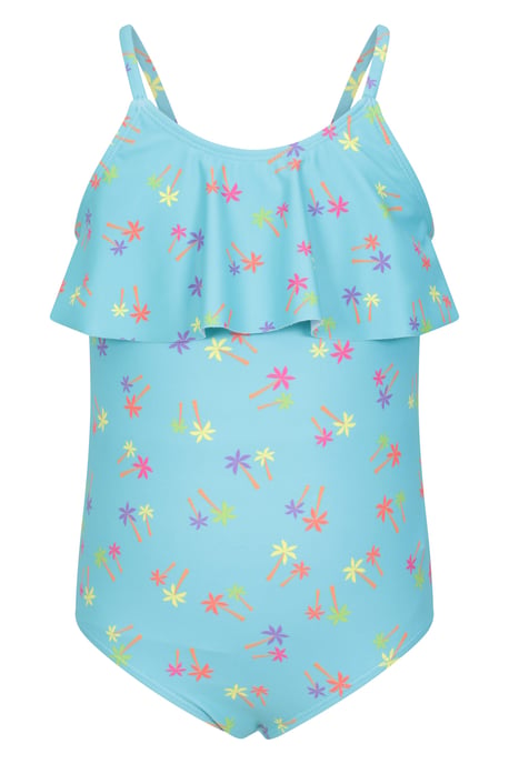 Kids Ruffle Swimsuit Quick Dry Stretchy Comfy Beach Swimwear Turquoise - Image 2