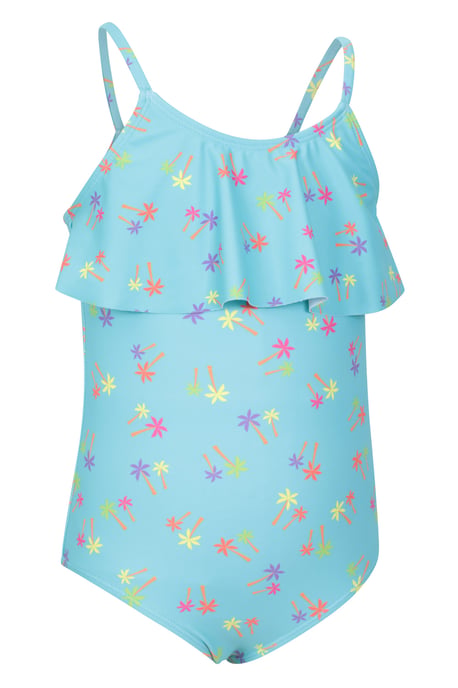 Kids Ruffle Swimsuit Quick Dry Stretchy Comfy Beach Swimwear Turquoise - Image 3