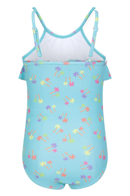 Kids Ruffle Swimsuit Quick Dry Stretchy Comfy Beach Swimwear Turquoise - Image 4